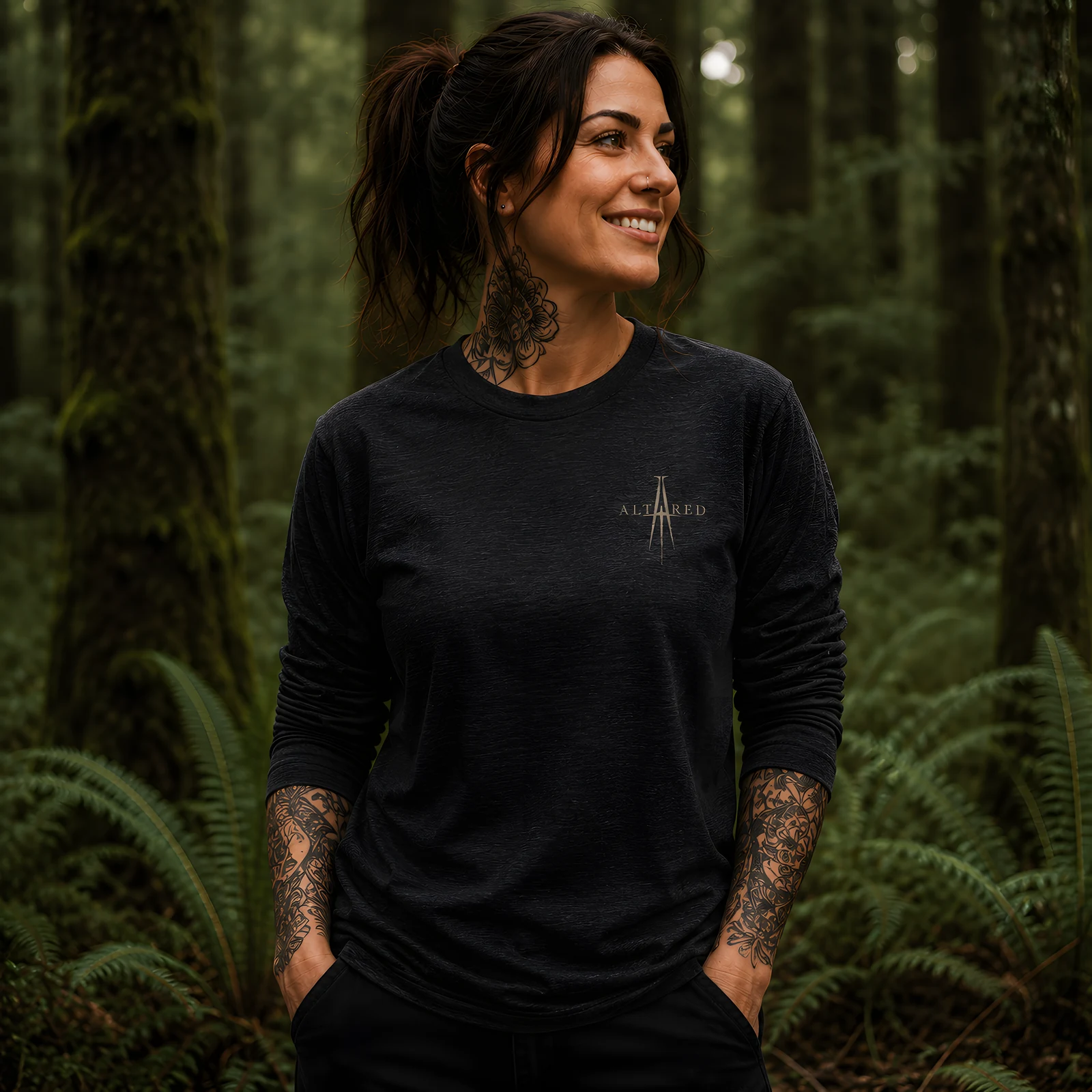 Graphite Altared Ultra cotton long sleeve front.