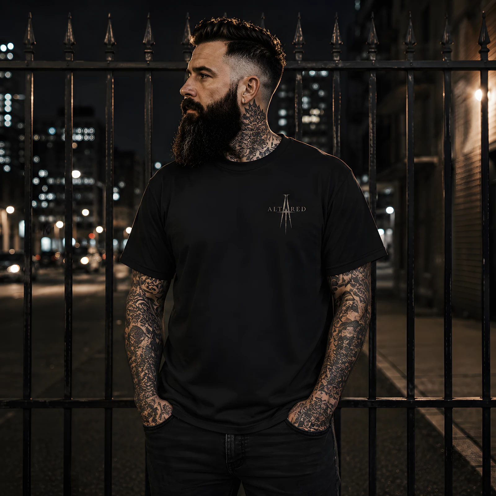 Black Altared Garment-dyed T-shirt front.